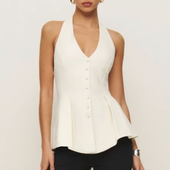 NEW Reformation Auli Top - White Ivory Halter Backless Vest Causal - Picture 1 of 9